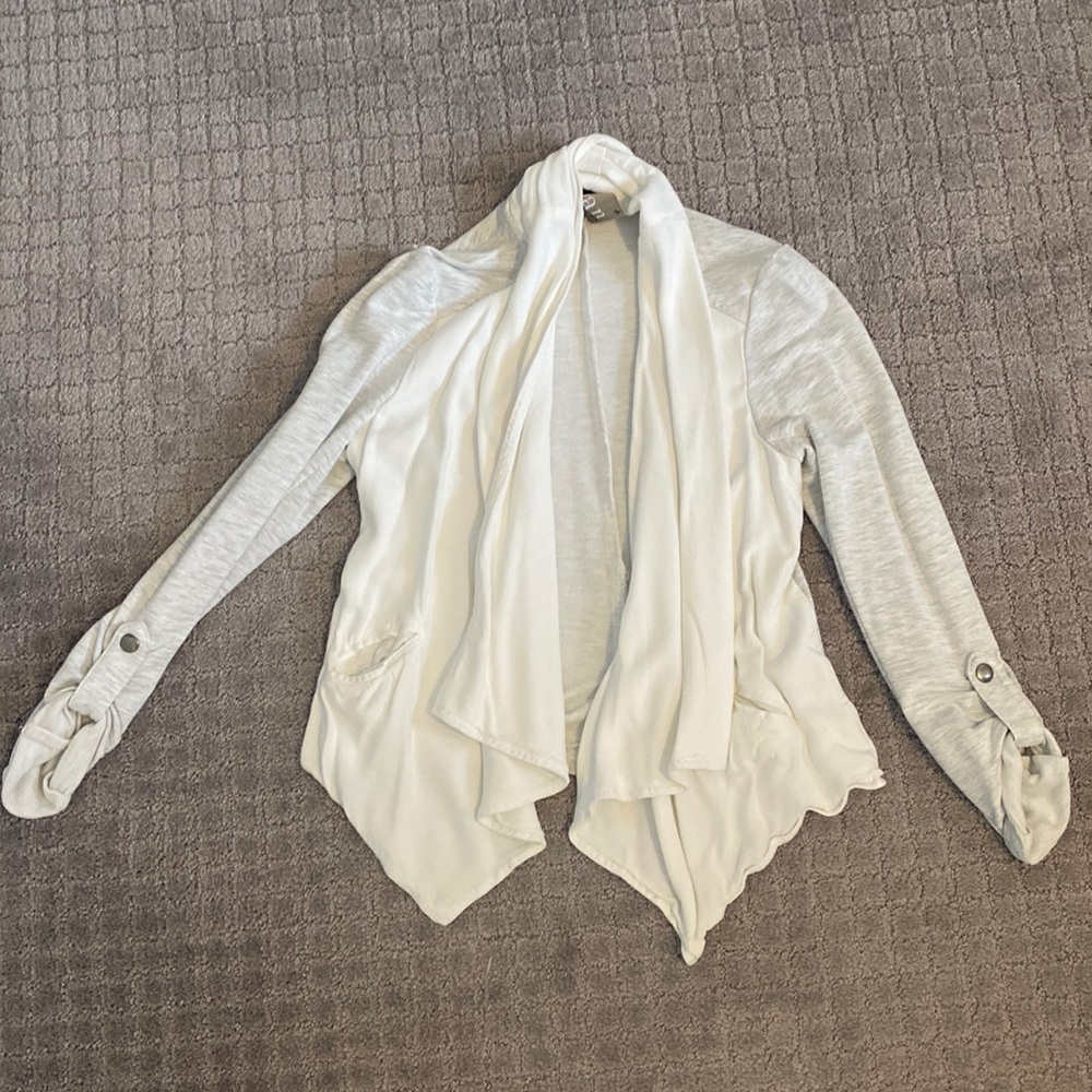Gray and white sweater jacket